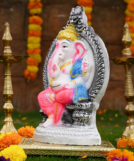 Eco Friendly clay Ganesha in Sinhasana -1.2 Feet