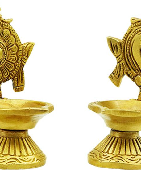 Shanku Chakra Diya Oil Deepam For Puja