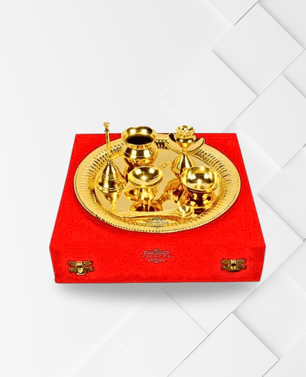Handmade Decorative Gold Plated Pooja Aarti Thali Set