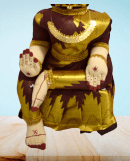 Varamahalakshmi Idol Gold and Maroon Saree