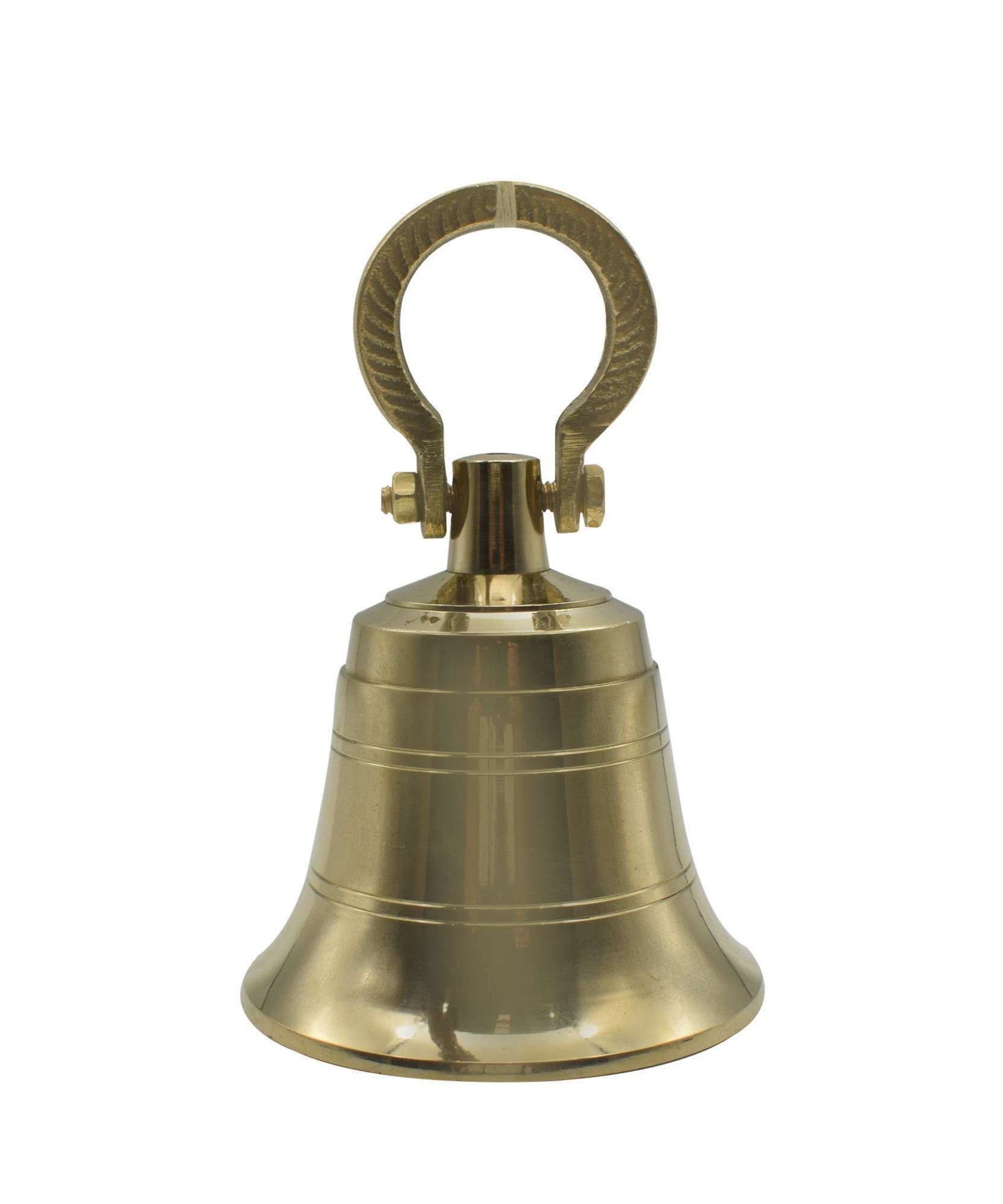Brass Hanging Bell Solid Bell with Deep Sound For Wall & Door Mandir Temple- Small