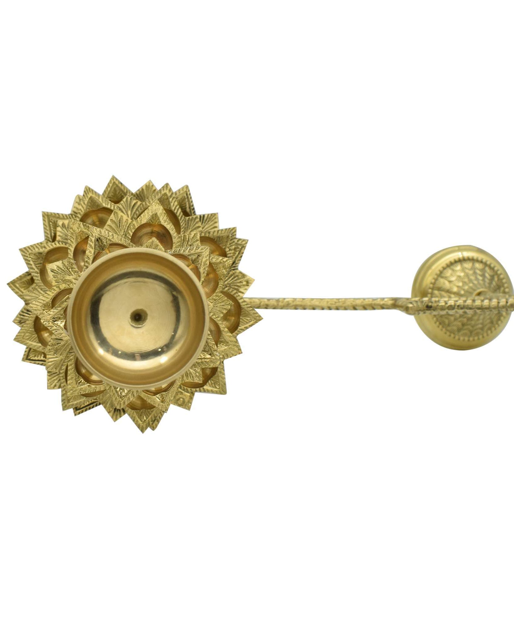 Big Ganga Aarti Diya Brass Hand Held 5 Tier