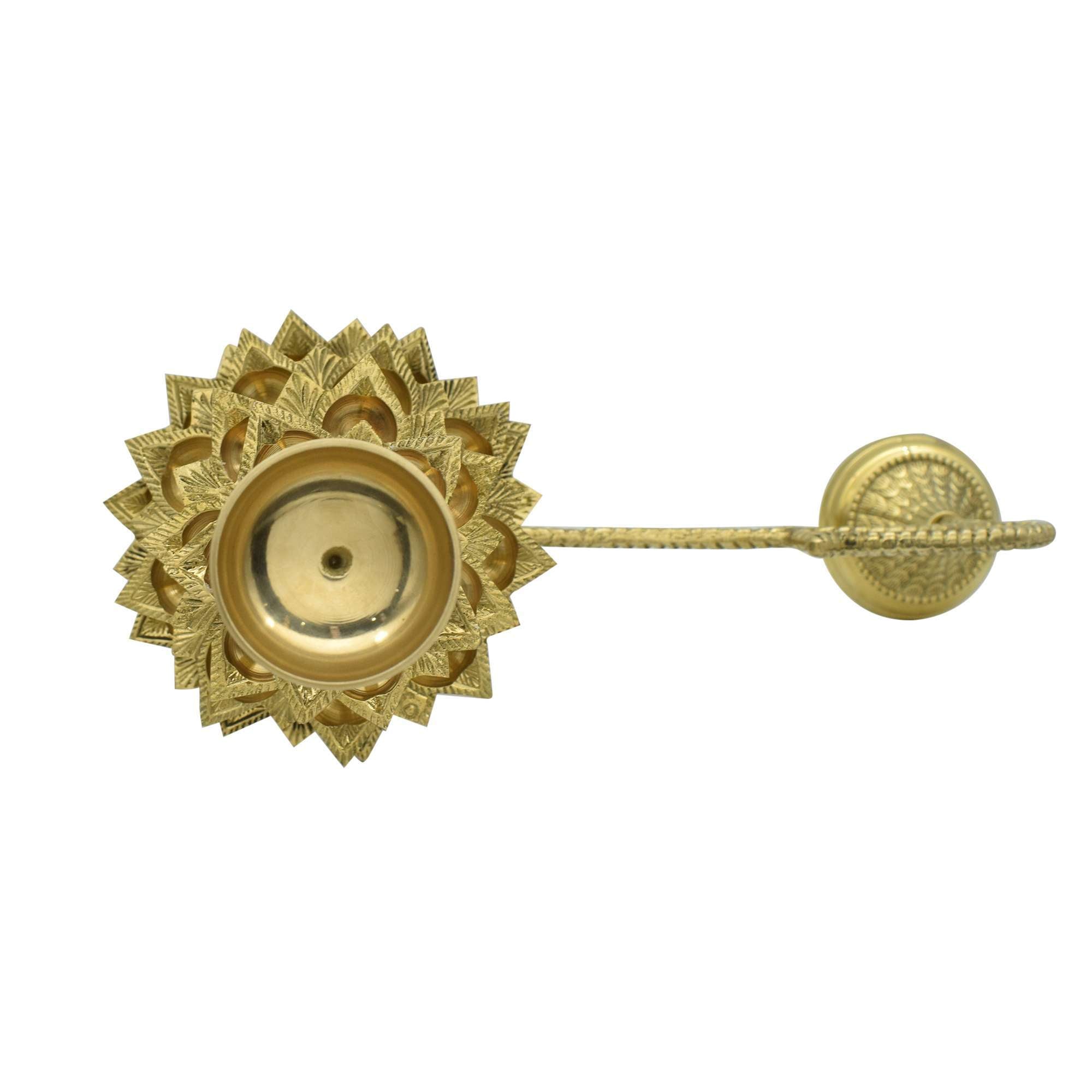 Big Ganga Aarti Diya Brass Hand Held 5 Tier