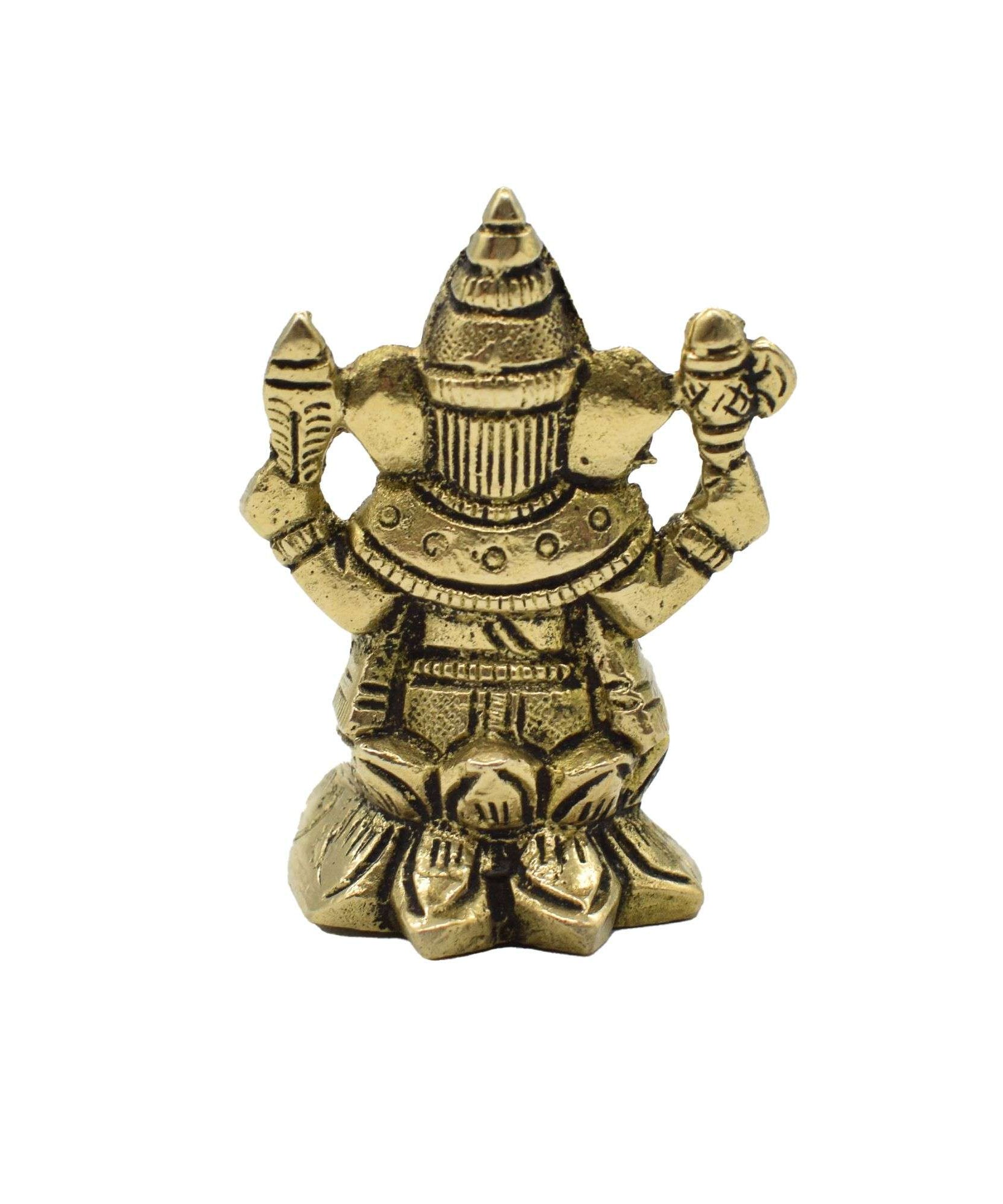 Brass Ganesha Sitting on Lotus