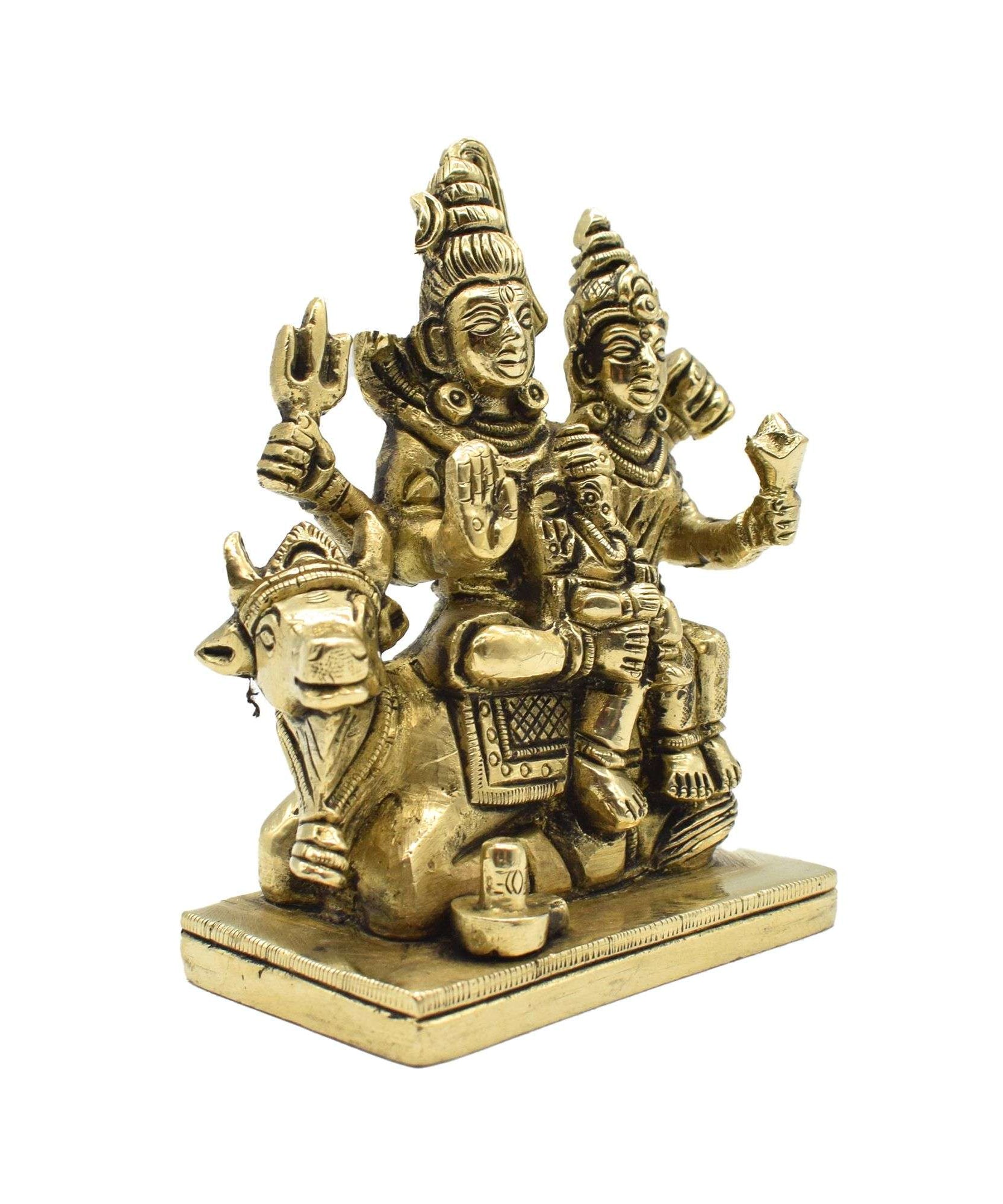 Shiva Parvati Sitting On Nandi Brass Idol