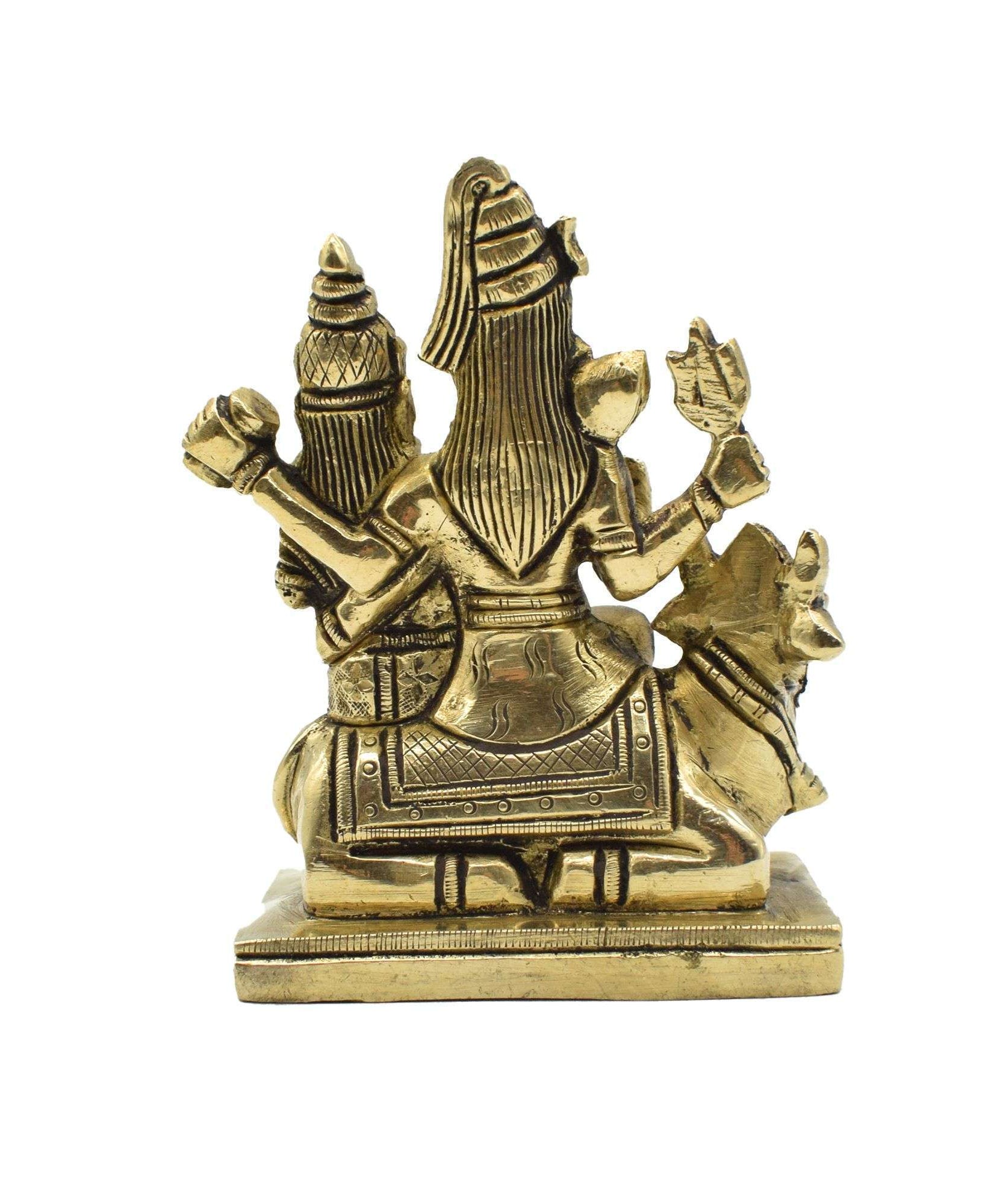 Shiva Parvati Sitting On Nandi Brass Idol