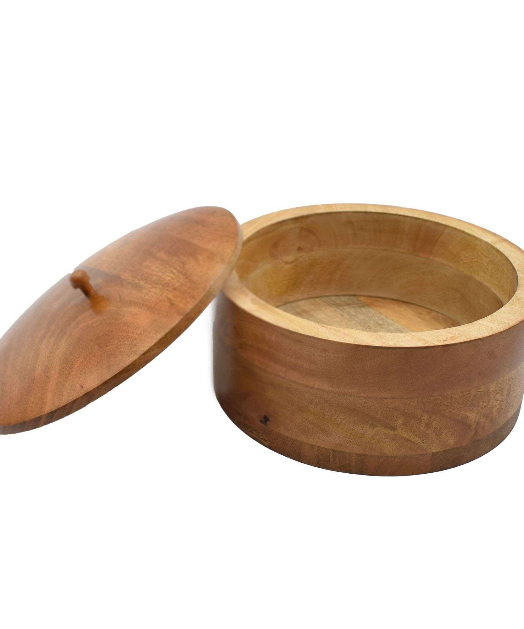 Wooden Round Chapati Container Roti Box