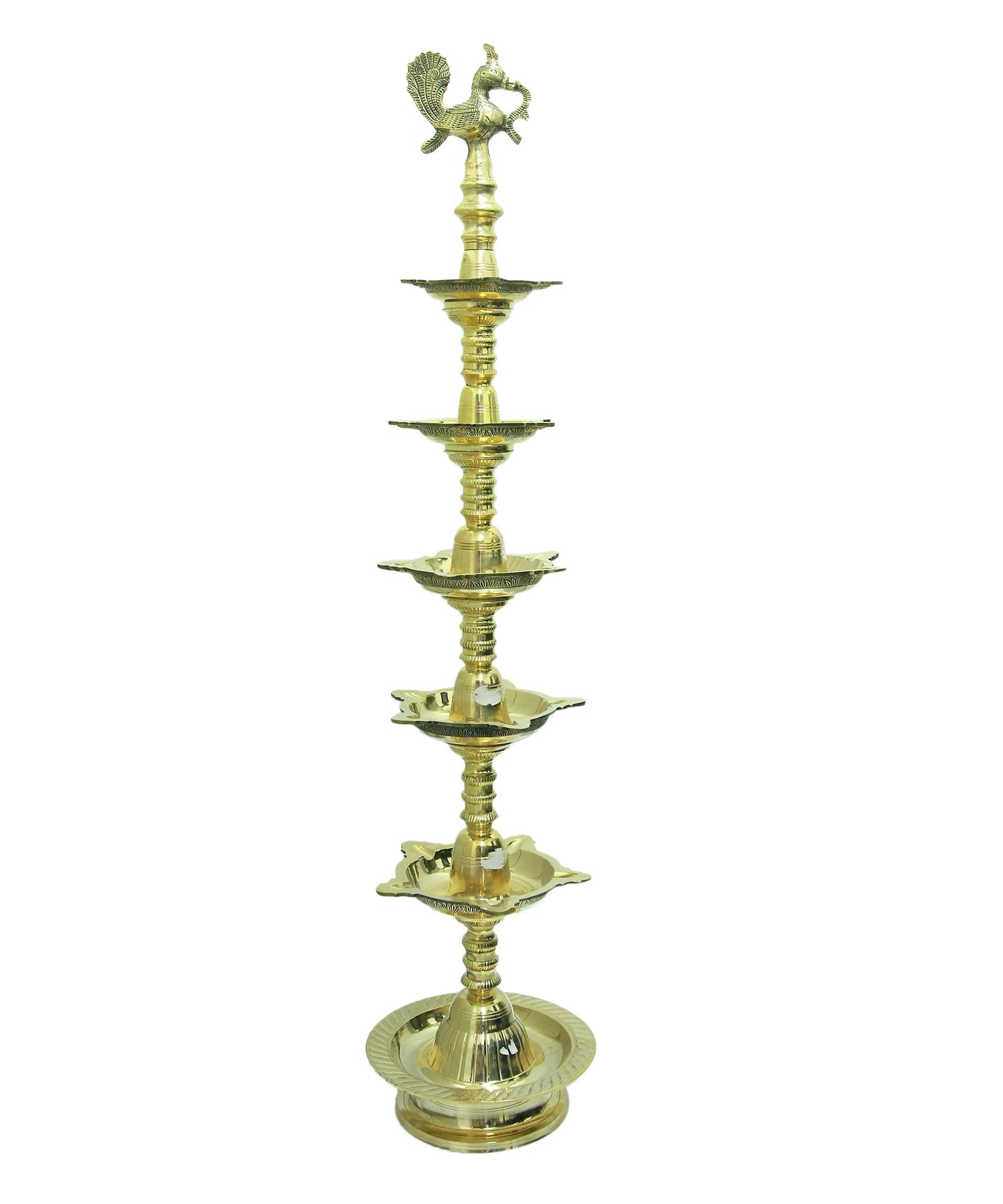 TRADITIONAL BRASS PEACOCK DIYA 4 FEET HEIGHT.
