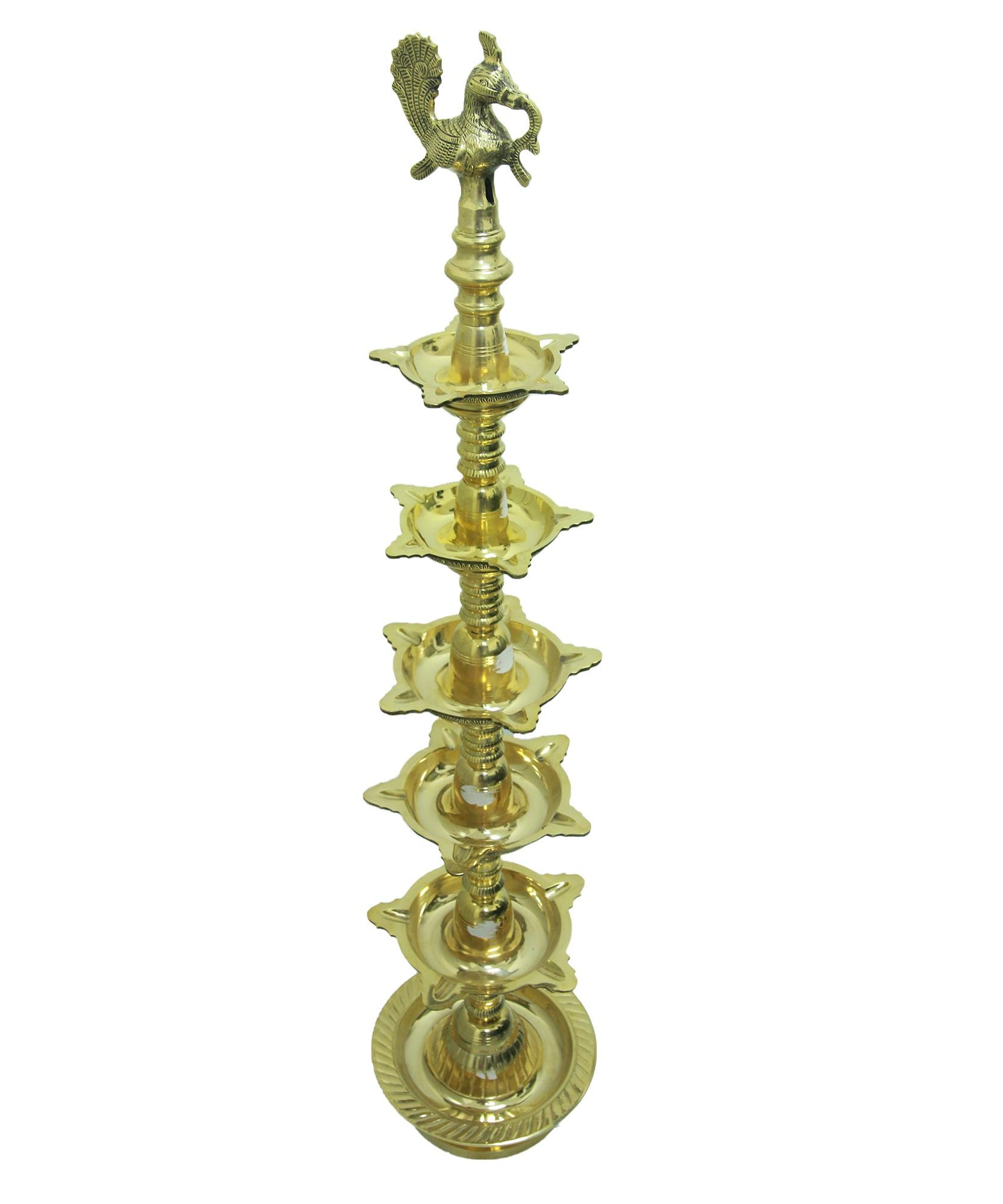 TRADITIONAL BRASS PEACOCK DIYA 4 FEET HEIGHT.