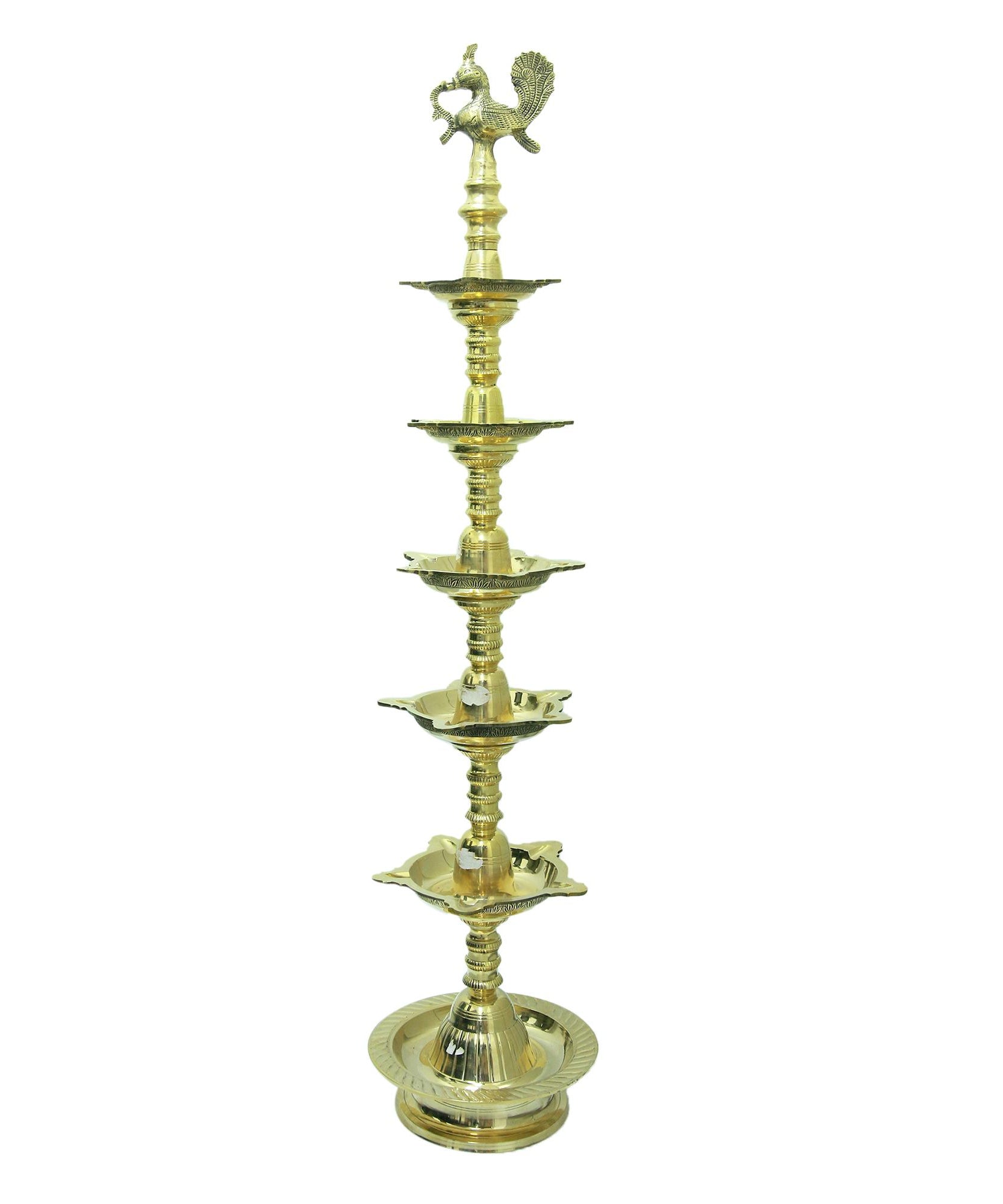 TRADITIONAL BRASS PEACOCK DIYA 4 FEET HEIGHT.
