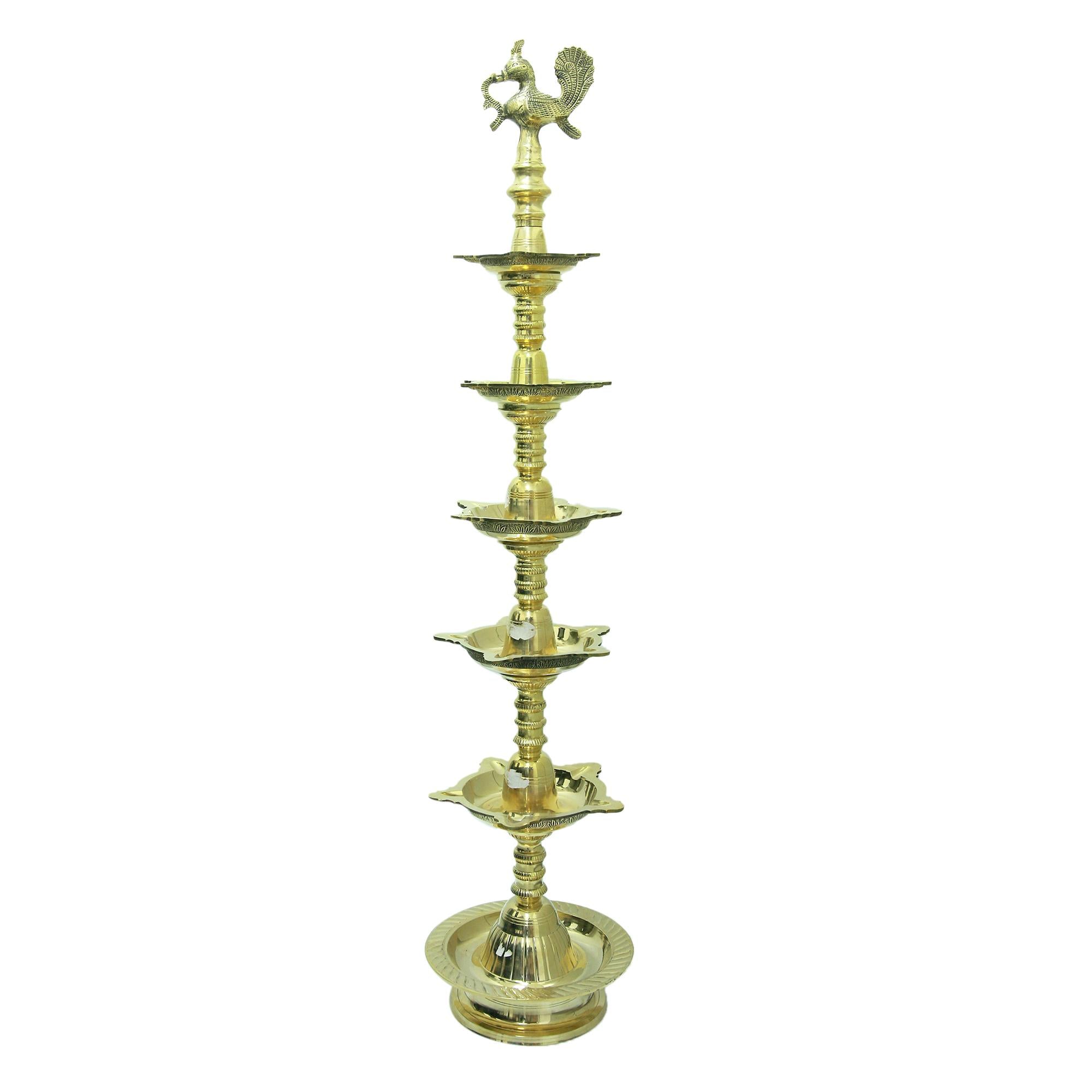 TRADITIONAL BRASS PEACOCK DIYA 4 FEET HEIGHT.