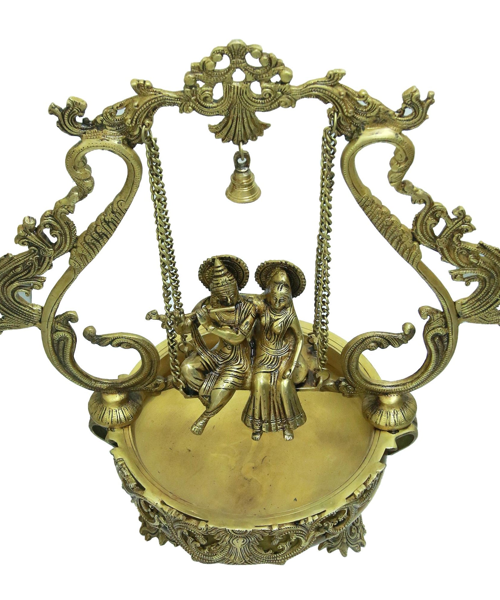Brass Urli with Radha Krishna on a Swing  2.25  feet height