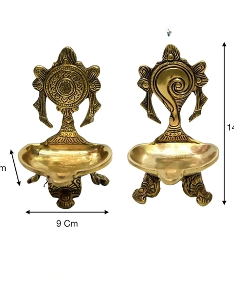 Shank Chakra Diyas Deepam Brass for Pooja Room and Festival Decoration