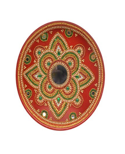 Handcrafted Flower Design Thali with Diya and Kumkum Haldi Holder