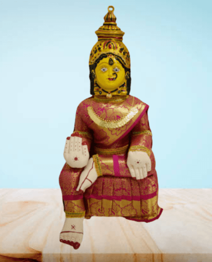 Varamahalakshmi Idol Gold and Pink Saree- Puja N Pujari