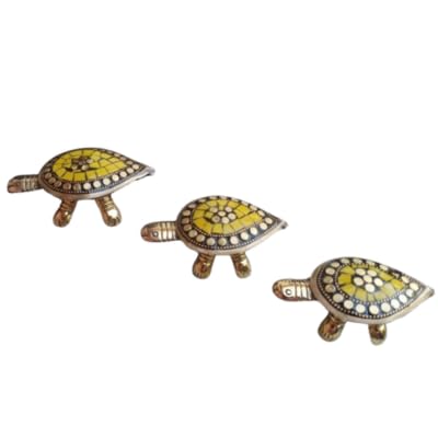 Feng Shui Brass Tortoise Wish Fulfilling Set with Secret Compartment – Pack of 3