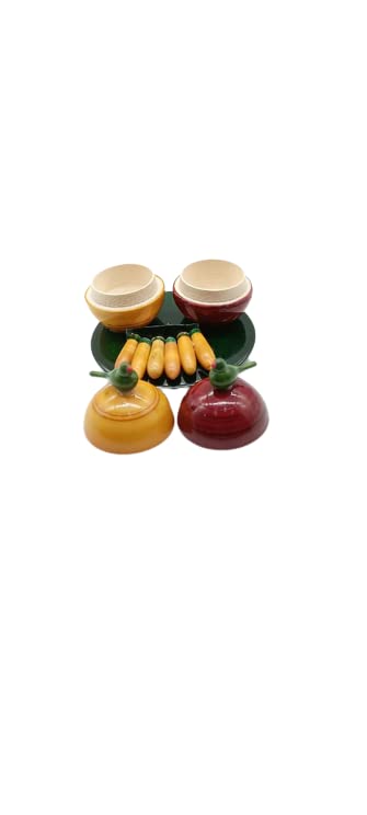 Channapatna Wooden haldi-kumkum Holder Set with Wooden Banana Fruits.