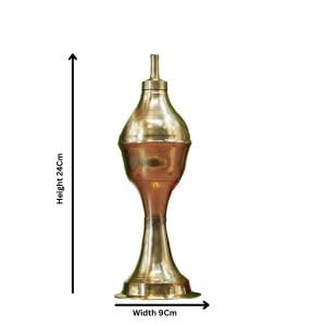 Brass Kerosene Lamp – Traditional Lighting Lamp for Home (9L x 9W x 24H) Cm.