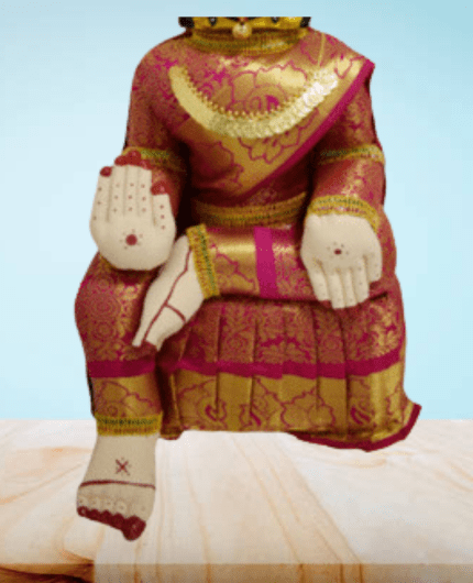 Varamahalakshmi Idol Gold and Pink Saree