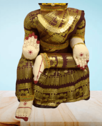 Varamahalakshmi Idol Gold and Brown Saree