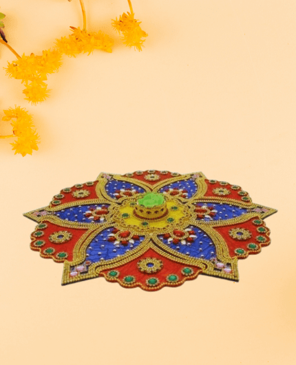 Kundan Stone Flower Design Acrylic Rangoli Set
