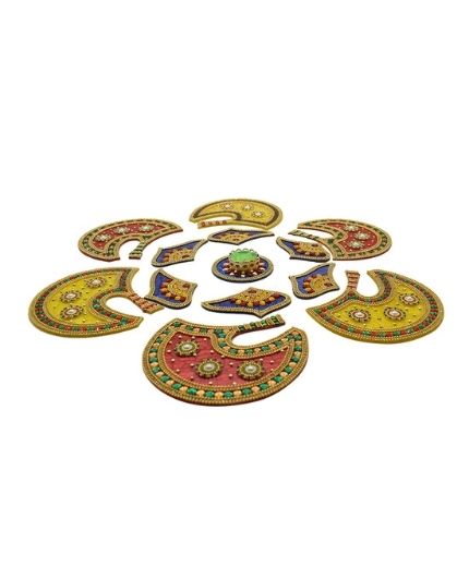 Kundan Stone Decorative Acrylic Rangoli Set for Floor