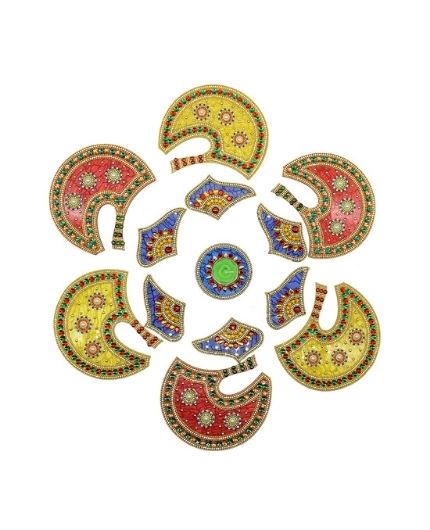 Kundan Stone Decorative Acrylic Rangoli Set for Floor