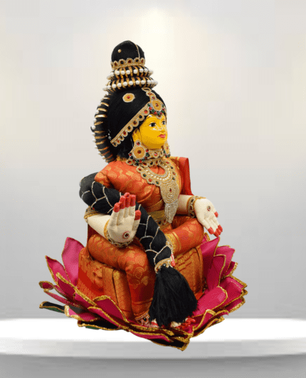 varamahalakshmi doll with full decoration in orange