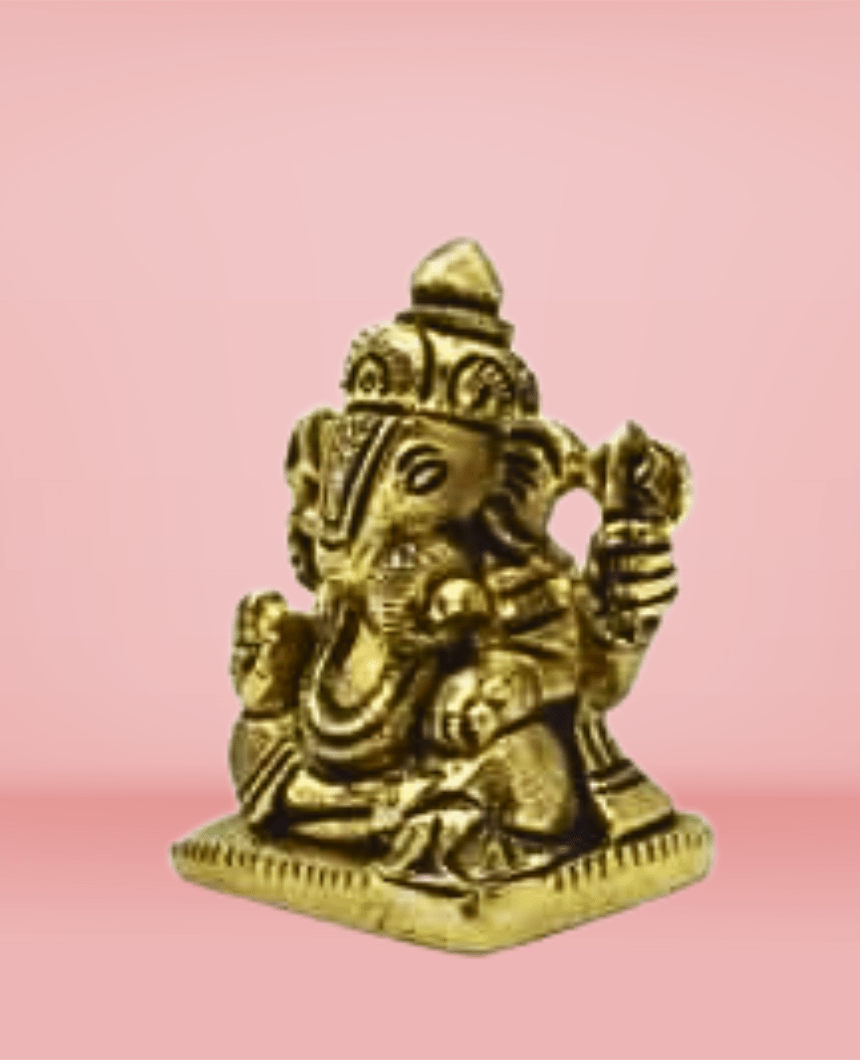 Sitting Brass Ganesha Idol
