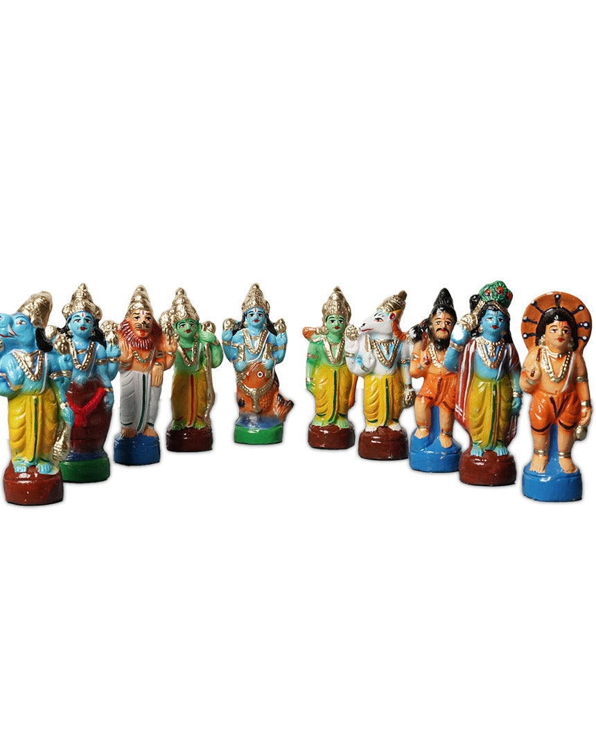 Dashavatar of Lord Vishnu Golu Dolls Set of 10-(6 INCH HEIGHT)