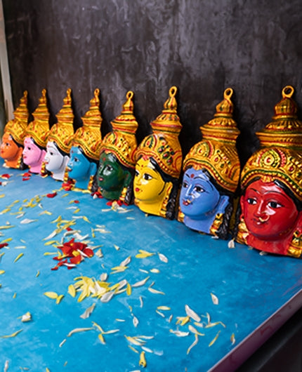 Metal Ashtalakshmi Devi Face Set of 8- each 7.5 Inch