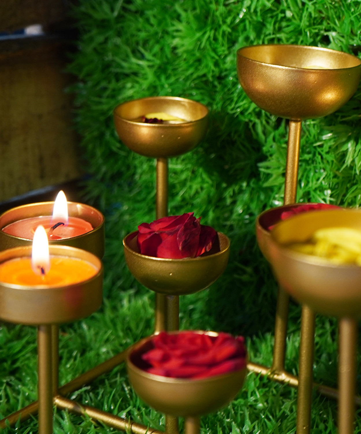 GOLD Spiral Stairs Candle Holder, T Light Table Top Metal Stand