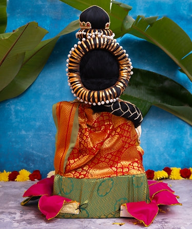 varamahalakshmi doll with full decoration in orange