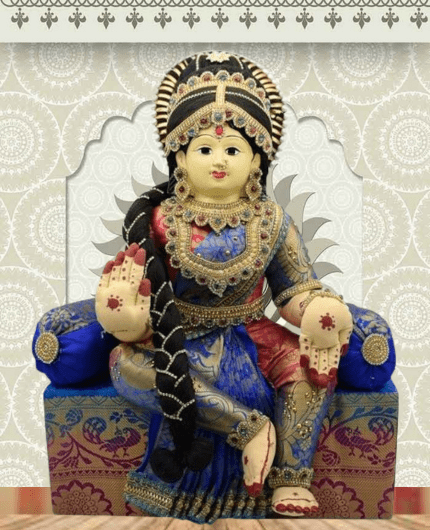 Varalakshmi Amman Idol With Full Decoration In Blue