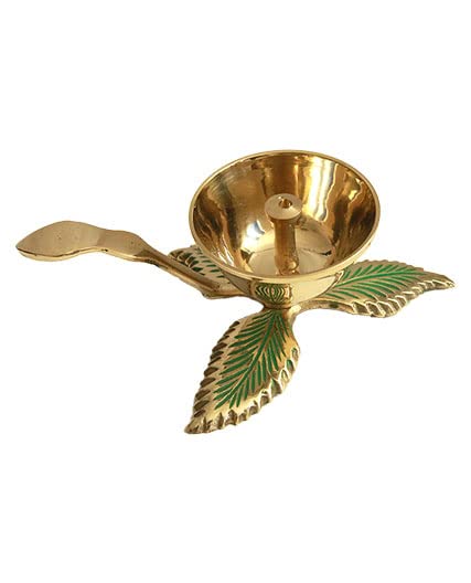 Brass Deep Akhand Jyoti Three Leaf Diya