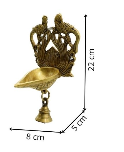 Peacock Design Wall Hanging Diya with Bell