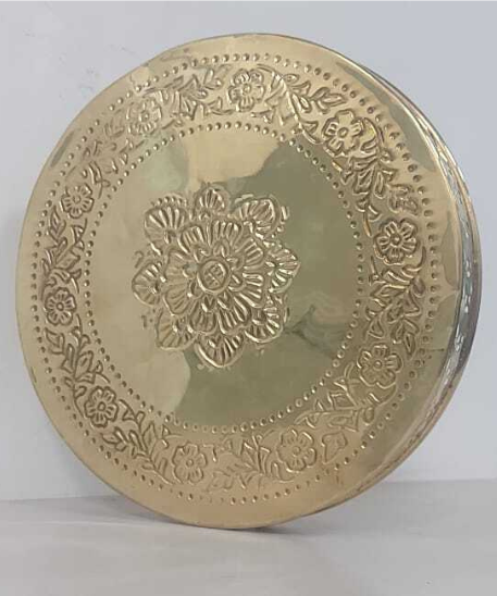 Floral Leafy Pattern And Jali Design Brass Pooja Thali For Home Use| 23 cm(265 g)