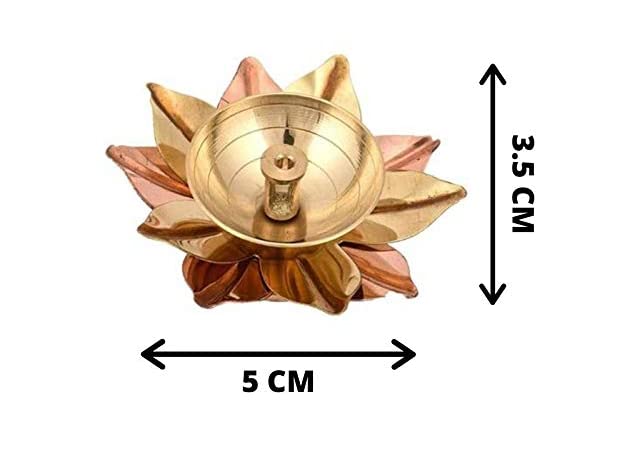 Brass Kamal Patti Akhand Diya for Puja Set of 2 pcs