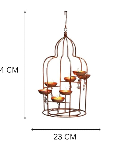 Metal Hanging Lantern with Beads- Home Decor