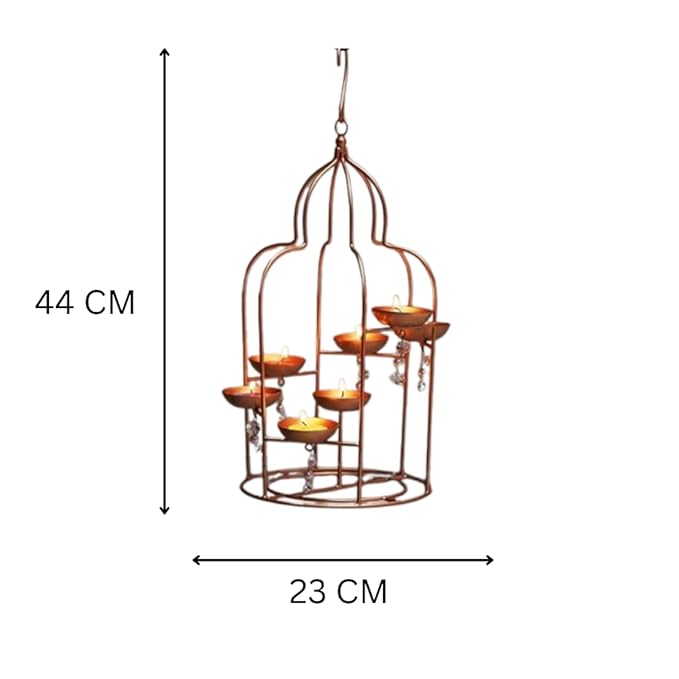 Metal Hanging Lantern with Beads- Home Decor