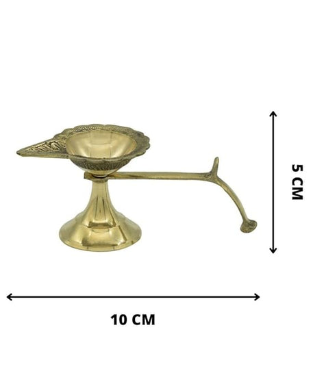 Brass Diya Ghee Lamp Puja Diya with Curved Handle