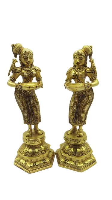 brass deepa lady, each one dms 2ps set puja and home decor