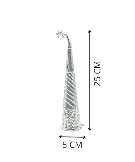 Silver Plated Gaumukhi Shringi for Rudrabhishek (Mediam)