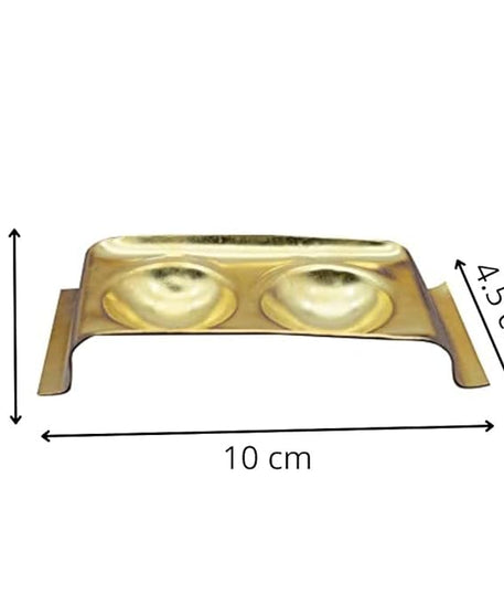 Brass Rectangular Ghee Diya Holder- Small