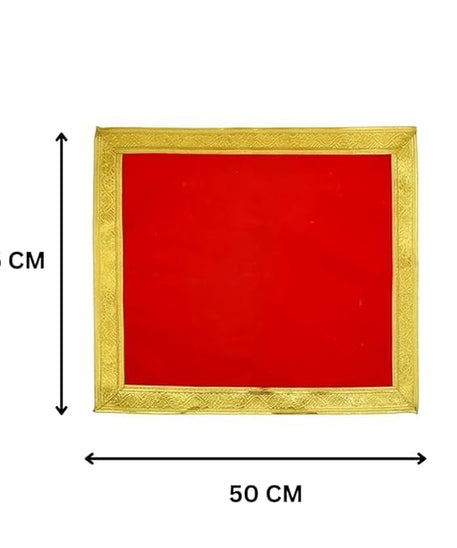 Red Velvet Pooja Assan Cloth for Home Temple ( Altar cloth )( Pack of 2 Ps )