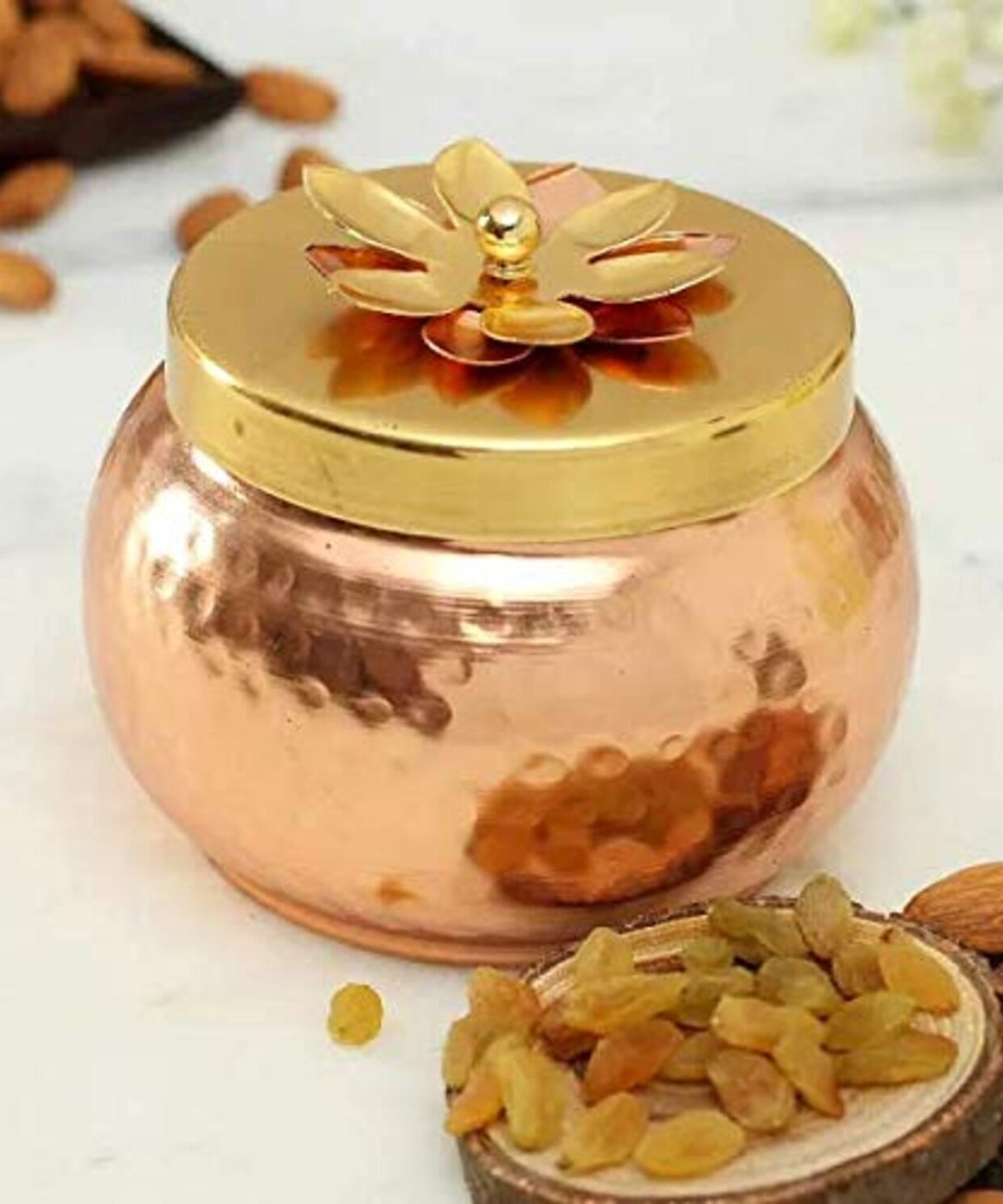 Copper Finish Metal Traditional Decorative Bowl for Festivals (Copper Brown)