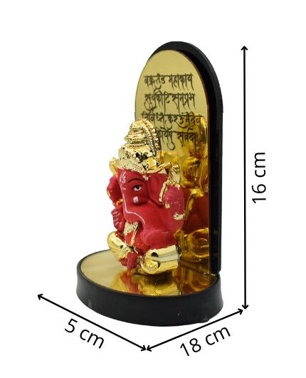 Ganesh Idol for Car Dashboard with Wooden Base