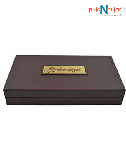 Gold Plated Radha Krishna Photo Frame with Charan Paduka