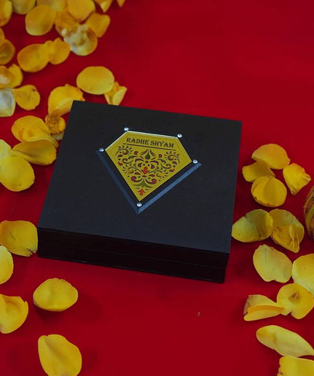 Radha Krishna with Shubh Labh Charan Paduka for Pooja Room, Return Pooja Gift Box Set