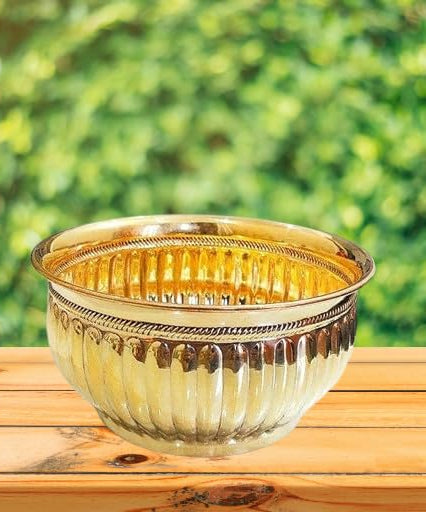 Brass Bowl for Prasadam - Decorative Flower Pot/Vase Home Decor, Garden